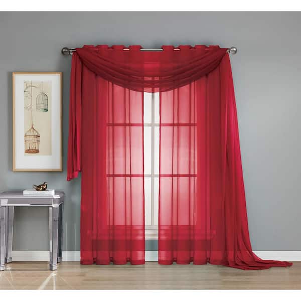 Window Elements Red Extra Wide Grommet, Red Window Curtains