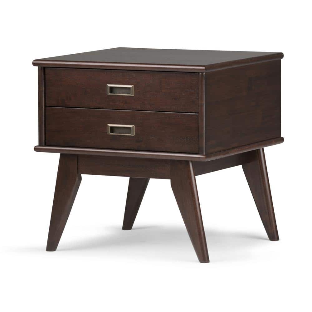 Draper Medium Auburn Brown Wood Side Table with Storage