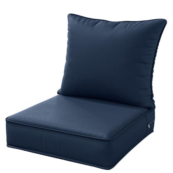 WNP 22 in. x 22 in. x 4 in. Square Outdoor Deep Seating Cushion Set Seat and Back Cushion for Chair and Sofa Navy Blue