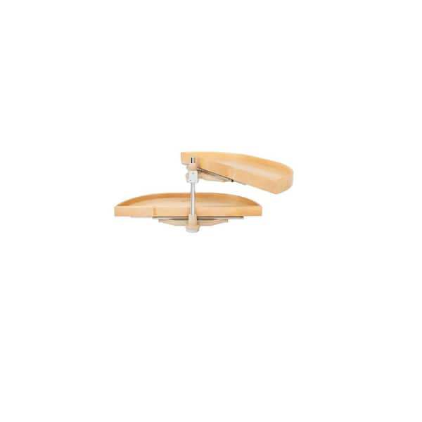 Natural Wood Pivot and Slide Half-Moon 2-Shelf Organizer for Blind Corner Cabinets