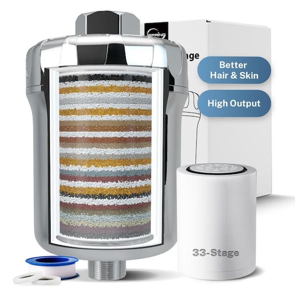 ISPRING 33-Stage High Output Shower Filter, Universal Shower Head Filter for Hard Water