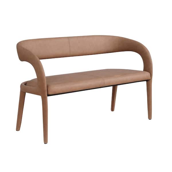 Best Master Furniture Castilla 51 in. W Brown Faux Leather Metal Dining Bench