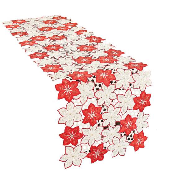 Red Felt Poinsettia Table Runner