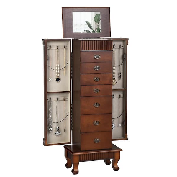 Wood Jewelry Cabinet Armoire Box Storage Chest Stand Organizer Christmas Gift 