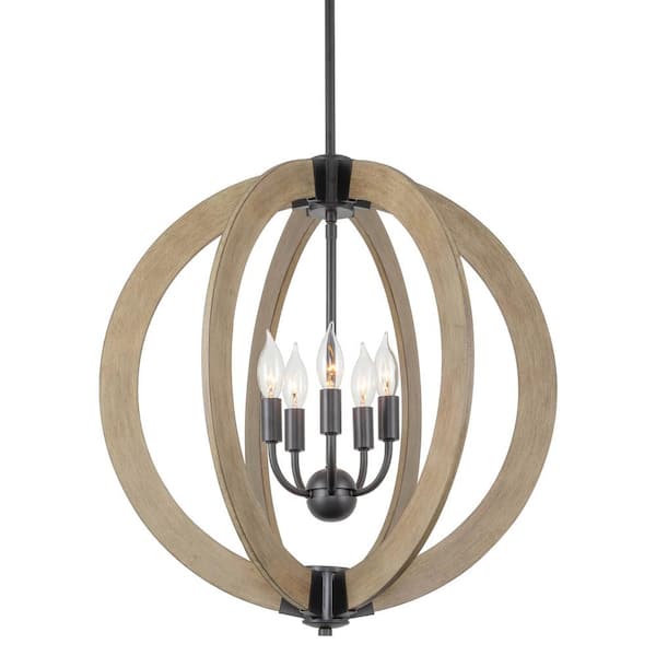 Kira Home Emery 60-Watt 5-Light Black Modern Pendant Light, No Bulb Included