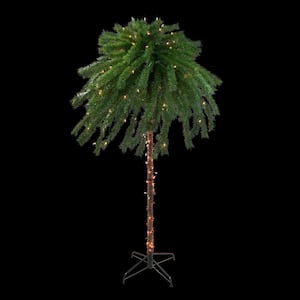 6 ft. Pre-Lit Clear Lights Tropical Outdoor Patio Artificial Palm Tree
