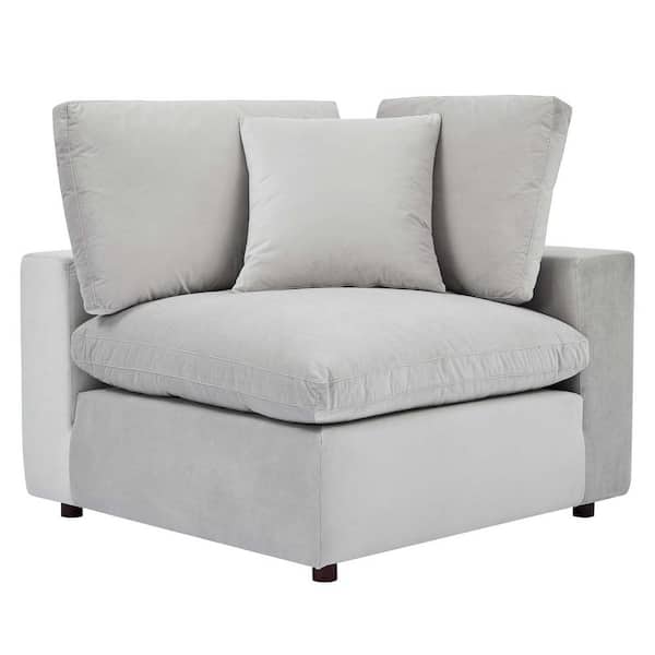 MODWAY Commix 1-Piece Light Gray Velvet 1-Seat Corner Symmetrical Sectionals Chair