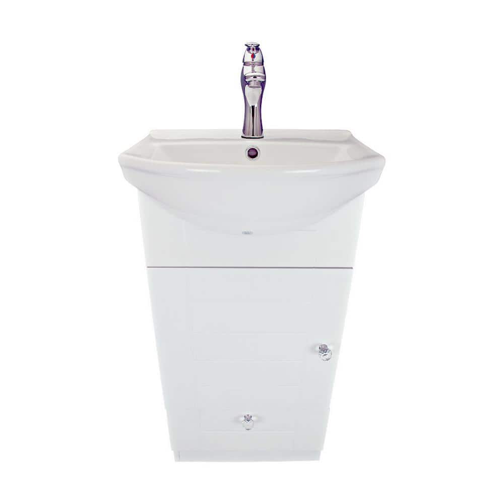 White 34.5" Porcelain and MDF Bathroom Vanity Sink