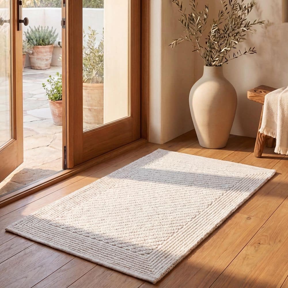 Natura 2 ft. x 3 ft. Ivory High-Low Striped Area Rug price history on PriceWatchPro