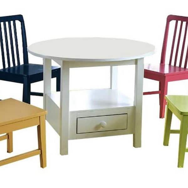 Benjara Multicolor Round Shape Wooden, Childrens Wooden Table And Chairs B M White