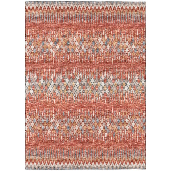 Addison Rugs Rylee Red 10 ft. x 14 ft. Geometric Indoor/Outdoor Area Rug