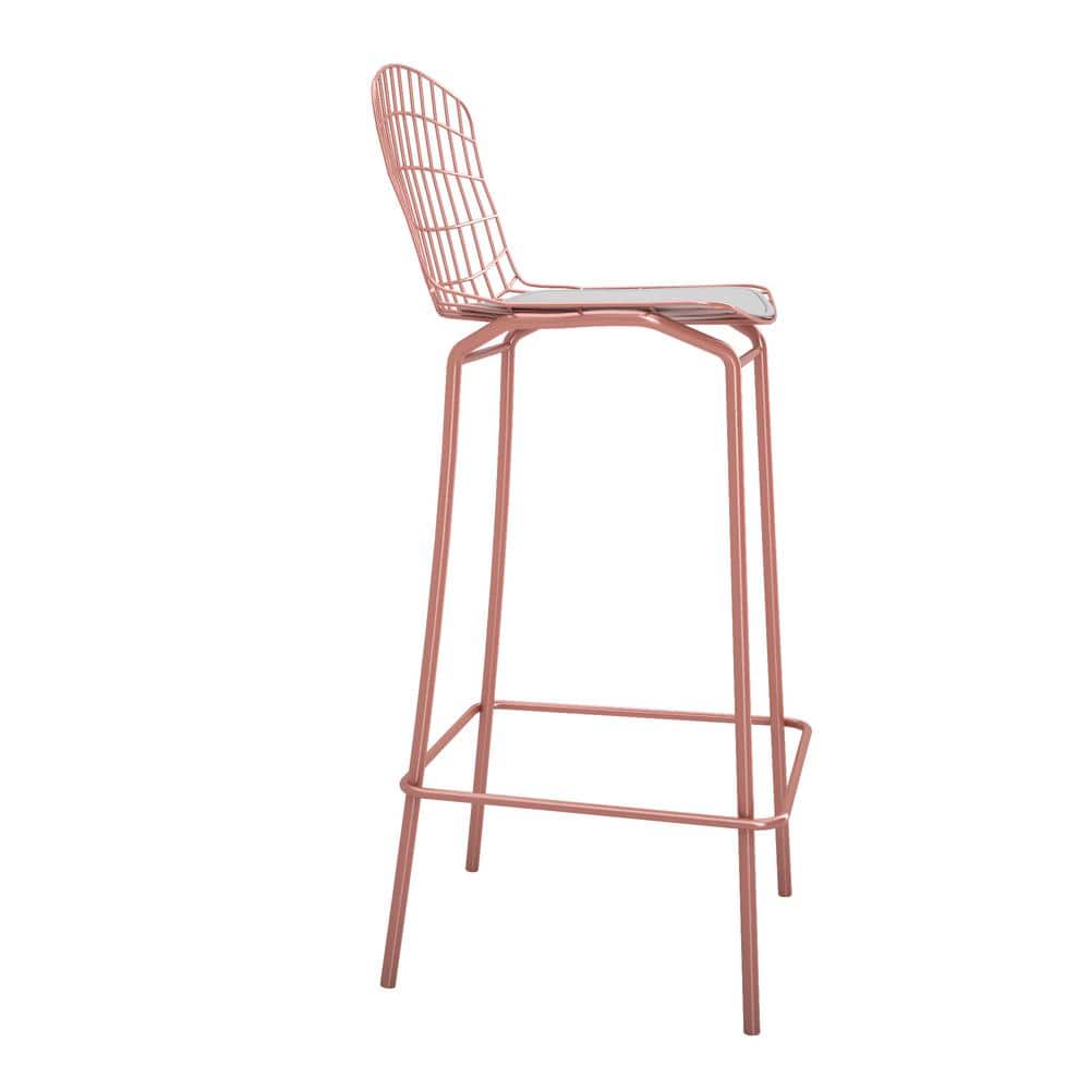Madeline Rose Pink Gold and White Metal Leather Barstool 42"