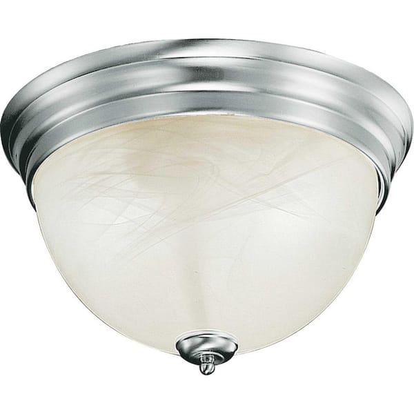 Volume Lighting Troy 11 in. Brushed Nickel Semi-Flush Mount with Alabaster Glass Bowl