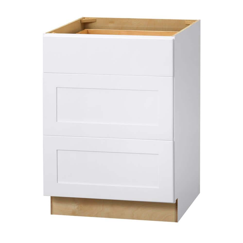 Hampton Bay Avondale Shaker Alpine White Quick Assemble Plywood 24 in Drawer Base Kitchen Cabinet (24 in W x 24 in D x 34.5 in H)