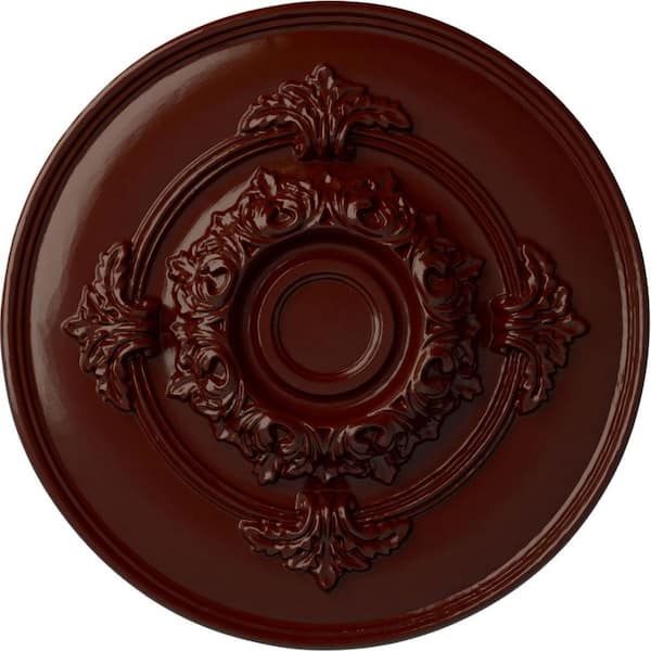 Ekena Millwork 13-3/4" x 1" Monique Urethane Ceiling Medallion (Fits Canopies upto 3-3/4"), Brushed Mahogany