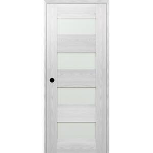 28 in. x 80 in. 07-08 Right-Hand 4-Lite Frosted Glass Ribeira Ash Composite DIY-Friendly Single Prehung Interior Door