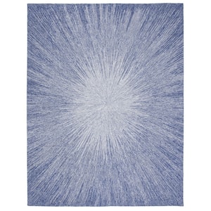 Micro-Loop Blue 8 ft. x 10 ft. Gradient Solid Color Area Rug