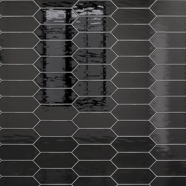 Taylor Black 3.94 in. X 11.81 in. Polished Ceramic Picket Wall Tile (10.76 sq. ft./Case)