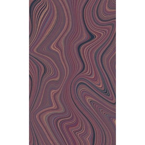 Burgundy Red Abstract Geometric Curve Lines Print Non-Woven Non-Pasted Textured Wallpaper 57 sq. ft.