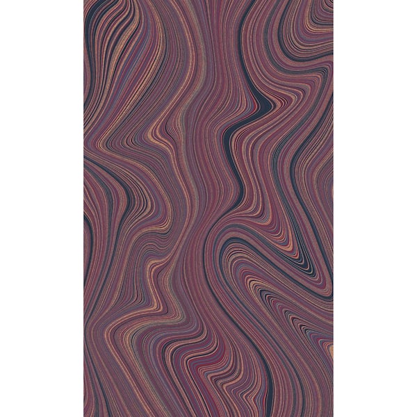 Walls Republic Burgundy Red Abstract Geometric Curve Lines Print Non-Woven Non-Pasted Textured Wallpaper 57 sq. ft.