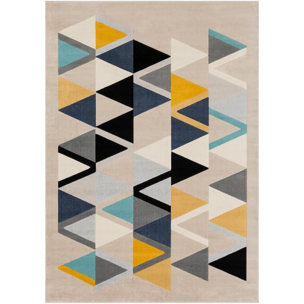 Livabliss Astvin Yellow/Blue 7 ft. 10 in. x 10 ft. 3 in. Geometric Area Rug