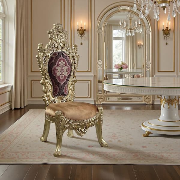 Rexx Gold Fabric with Rubber Pads Side Dining Chair Set of 2