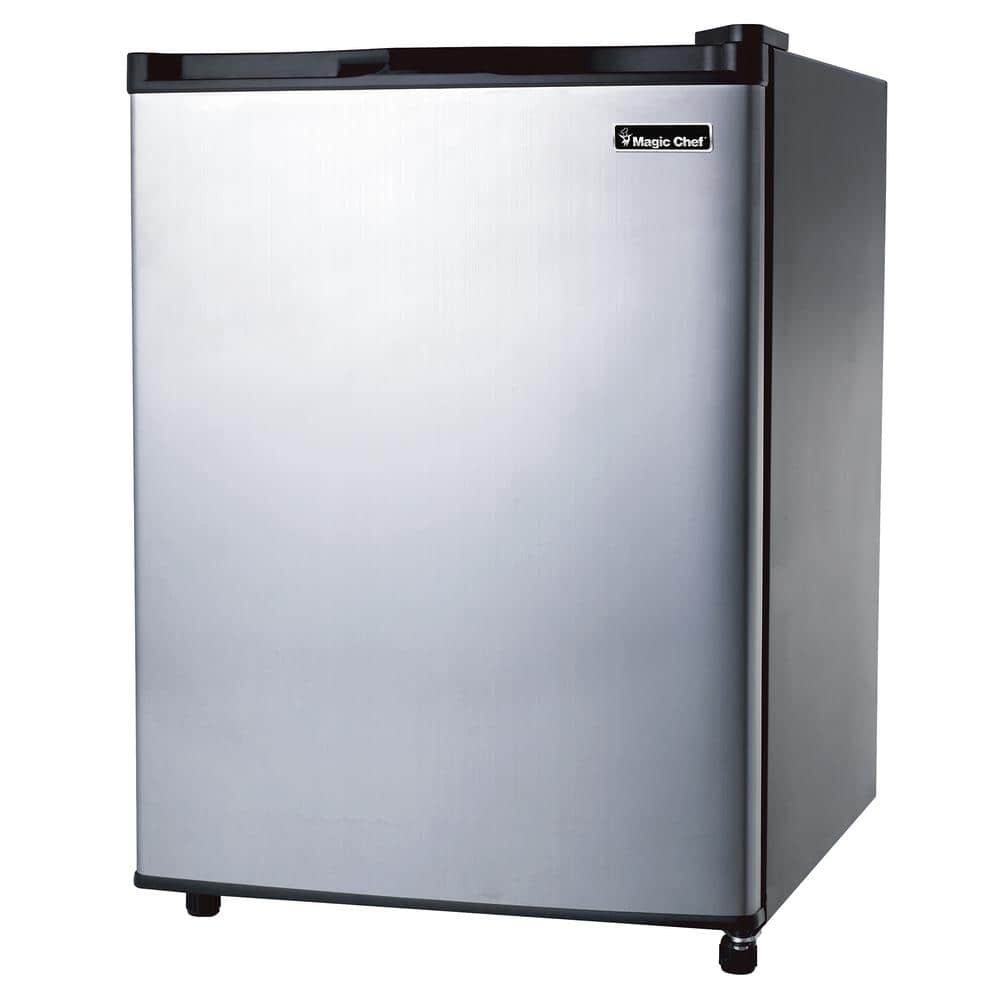 Compact Black Stainless Steel Mini Refrigerator with Glass Shelves