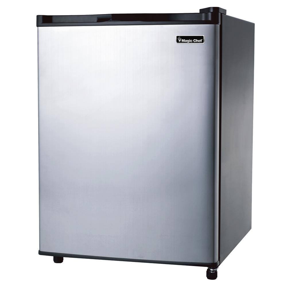 Compact Black Stainless Steel Mini Refrigerator with Glass Shelves