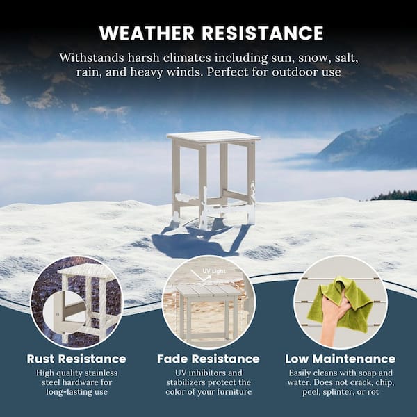 Mason 18 in. Sand Poly Plastic Fade Resistant Outdoor Patio Square Adirondack Side Table