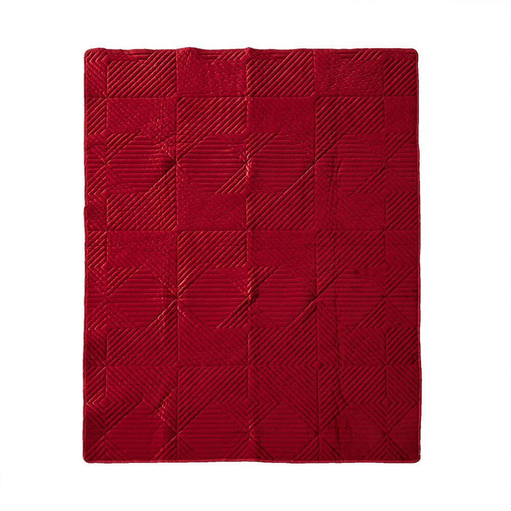 Riviera Red Velvet Quilted Throw Blanket, 50x60 inches