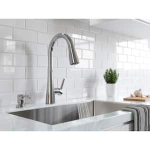Barulli Single Handle Pull Down Sprayer Kitchen Faucet with Deckplate Included and Soap Dispenser in Polished Chrome