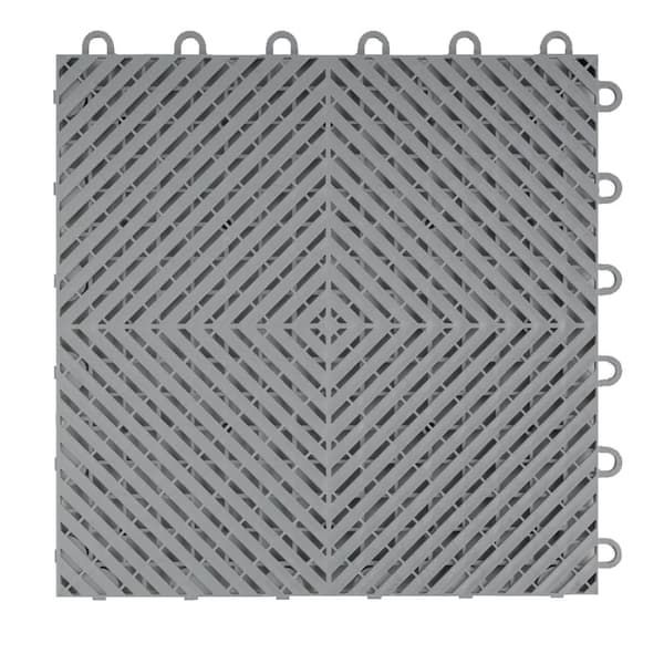 Swisstrax Ribtrax Smooth Home 12 in. W x 12 in. L Slate Gray Polypropylene Tile Flooring (10-Pack)