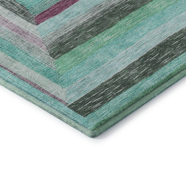 Mayfield Premium Machine Washable Abstract AMF1957 Teal 10 ft. x 14 ft. Area Rug