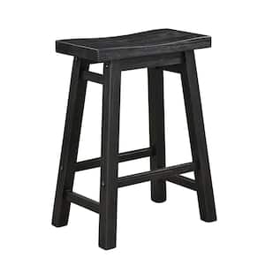 Sonoma 24 in. Backless Wood Saddle Stool - Black Charcoal