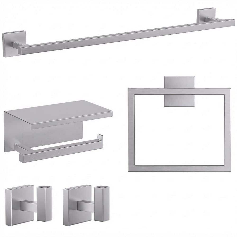 5-Piece Stainless Steel Bath Hardware Set with Towel Bar, Toilet Paper Holder, Towel Ring, Towel Hook in Brushed Nickel price history on PriceWatchPro