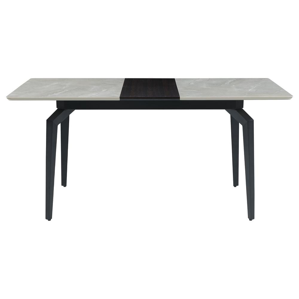 Mina Rectangular Extendable Gray Ceramic and Black Dining Table