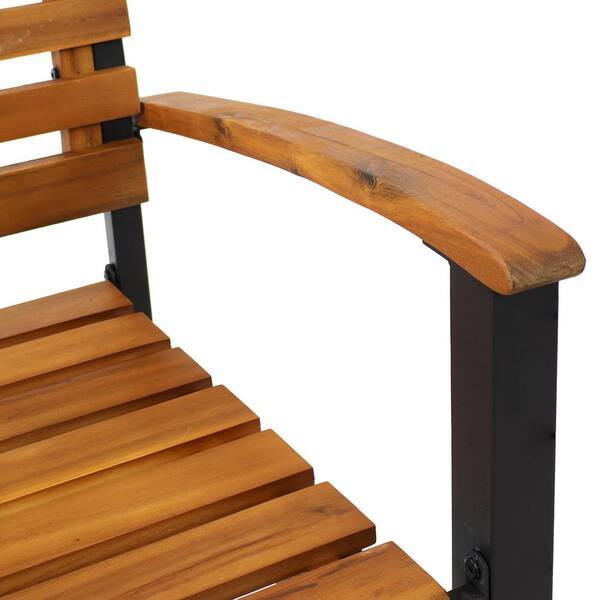 Sunnydaze Sunnydaze Black Metal and Accacia Wood Outdoor Sunnydaze Sunnydaze Black Metal and Accacia Wood Outdoor