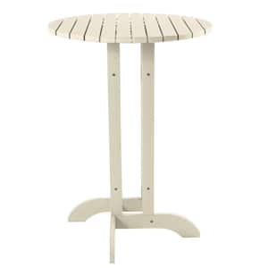Whitewash 30 in. Recycled Plastic Round Bar Dining Table