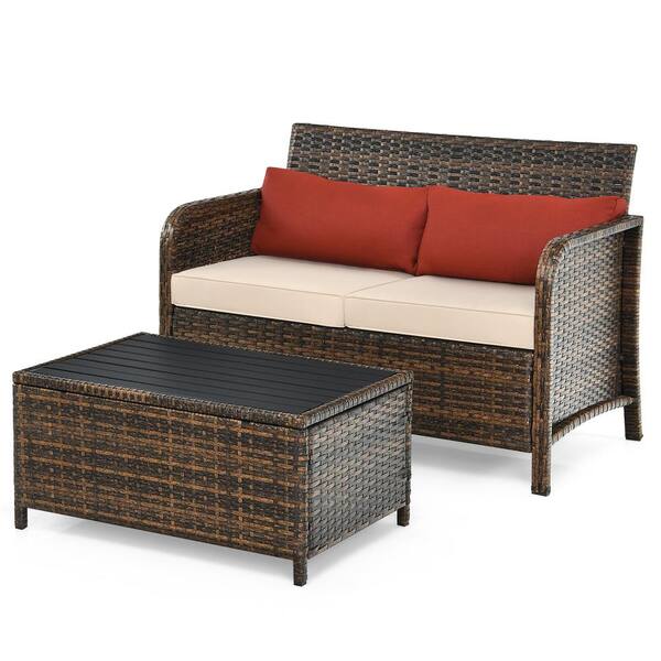 Plastic wicker loveseat hot sale