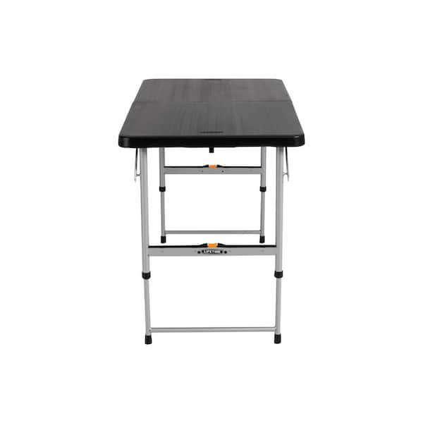 Lifetime 4 ft. One Hand Adjustable Height Fold-in-Half Table; Black 80879 -  The Home Depot
