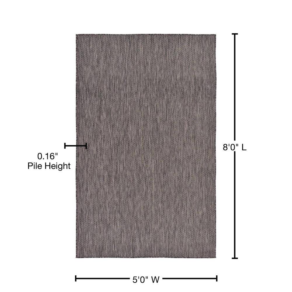 Black Rectangular Flatweave Outdoor Area Rug