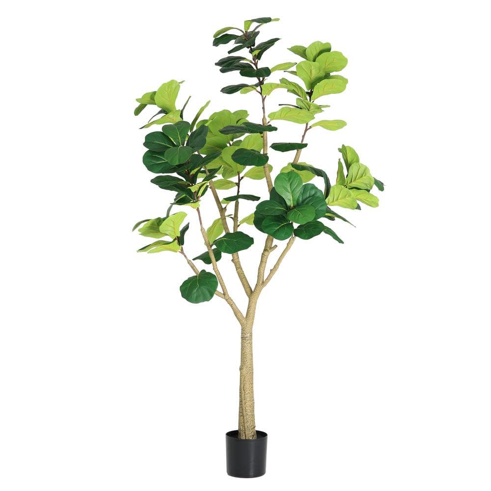 7 ft. Green Artificial Fiddle Leaf Fig Tree 1 PC in Black Pot, Realistic Faux Potted Plant for Living Room Proch Decor price history on PriceWatchPro