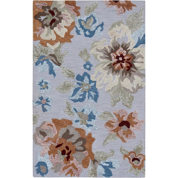 Unbranded E1765 Multi 5 ft. x 8 ft. Hand Tufted Floral Transitional Indoor Wool and Viscose Area Rug