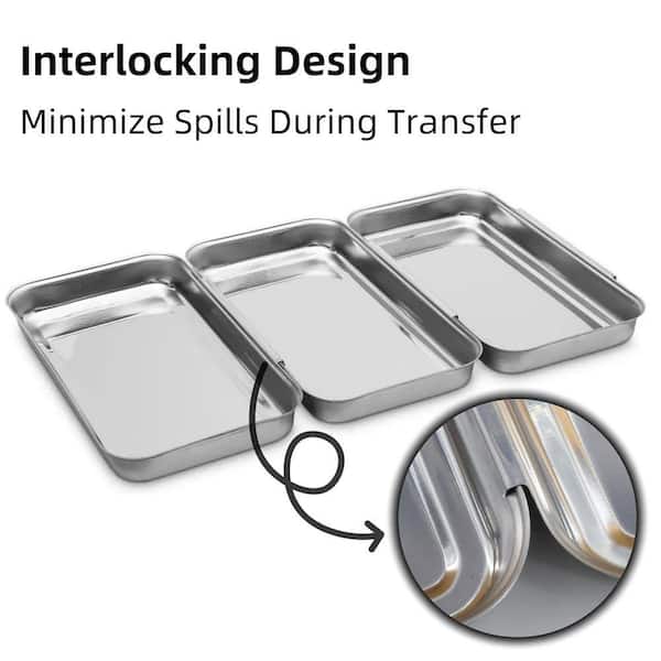 Lynzavix Silver Stainless Steel Kitchen Tray Set with Interlocking