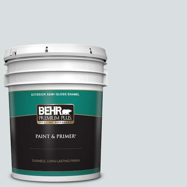 BEHR PREMIUM PLUS 5 gal. #ECC-31-2 Echo Mist Semi-Gloss Enamel Exterior Paint & Primer