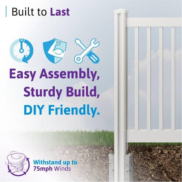 WamBam Fence 6 ft. x 4.5 in. x 4.5 in. Premium Vinyl Fence Posts with Caps (2-Pack)