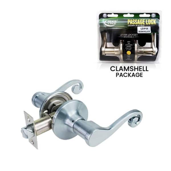 Premier Lock Satin Nickel Decorative Passage Door Lever Set LEVP06