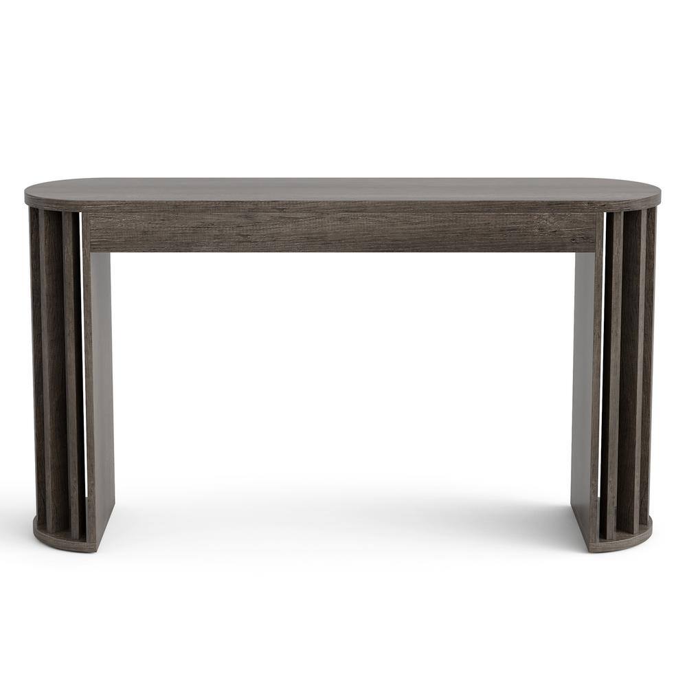 Gray Engineered Wood Farmhouse Console Table with Storage