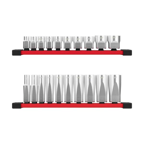 Milwaukee 3/8 in. SAE Low Profile and Deep Well 6-Point Sockets with FOUR FLAT Sides (20-Piece)