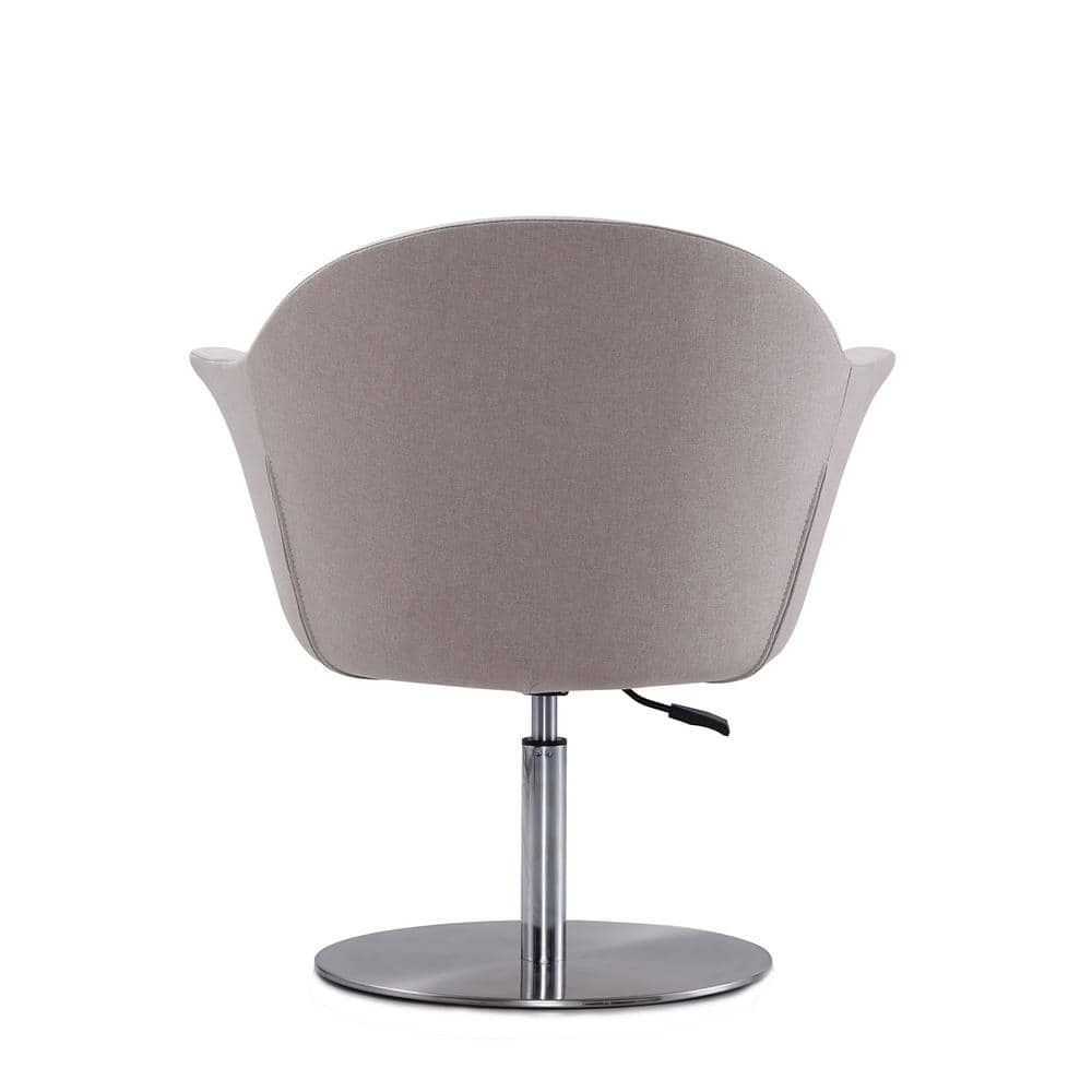 Barley Gray & Brushed Metal Mid-Century Swivel Accent Chair